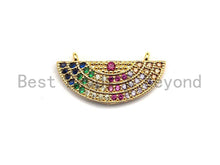 Load image into Gallery viewer, CZ Colorful Micro Pave Semicircle Shape Charm Pendant, Semicircle Shaped Pave Pendant, Gold plated, 10x21mm, Sku#F898