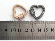 Load image into Gallery viewer, Fully CZ Micro pave Clasp, Gold/Rose gold/Silver/Black, Heart Shape Clasp, 22mm, sku#H139