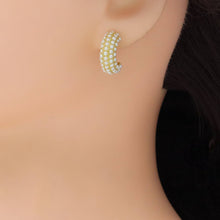 Load image into Gallery viewer, Multiline Pearl C Hoop Earrings, Sku#A291