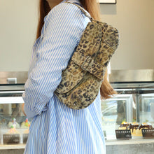 Load image into Gallery viewer, Leopard Print Underarm Bag - Distressed Canvas Shoulder Bag for Women