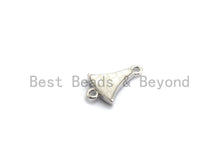 Load image into Gallery viewer, 100% Natural White Fan Shaped Small Connector with Gold/Silver Finished Edging, White Shell Connectors, Shell Jewelry, 10x15mm,SKU#Z265