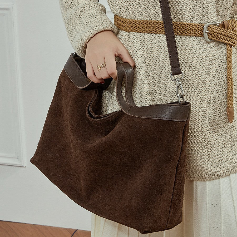 High-Capacity Genuine Leather Commuter Tote Bag