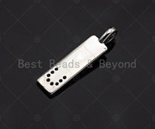 Load image into Gallery viewer, CZ Micro Pave Screw you Rectangle Pendant/Charm, Rectangle  Cubic Zirconia Pendant, Silver/Gold Tone,6x24mm,Sku#L319