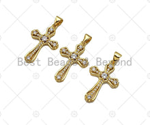 Load image into Gallery viewer, CZ Micro Pave Cross Shape Pendan,18K Dainty Gold Charm, Necklace Bracelet Charm Pendant,16x25mm,Sku#JL34