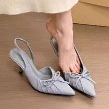 Load image into Gallery viewer, Women's Bow-Tie Pointed Toe Sandals - Elegant Pointed Toe Mid Heel Shoes