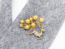 Load image into Gallery viewer, CZ Micro Pave Elk Reindeer Brooch Pin Pendant, Sku#P40