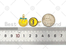 Load image into Gallery viewer, Yellow White Enamel Fun Emoji Charm Pendant, 18K Gold Filled Enamel Charm, Emojis Jewelry, Fun Jewlery,15x18mm,sku#L600