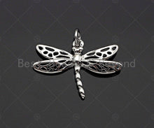 Load image into Gallery viewer, CZ Micro Pave Dragonfly Shape Pendant/Charm,Dragonfly  Cubic Zirconia Pendant, Silver/Gold Tone,24x17mm,Sku#L316