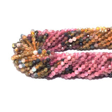 Load image into Gallery viewer, Genuine Mixed Color Tourmaline Round Faceted Beads, 4mm, Sku#U1507