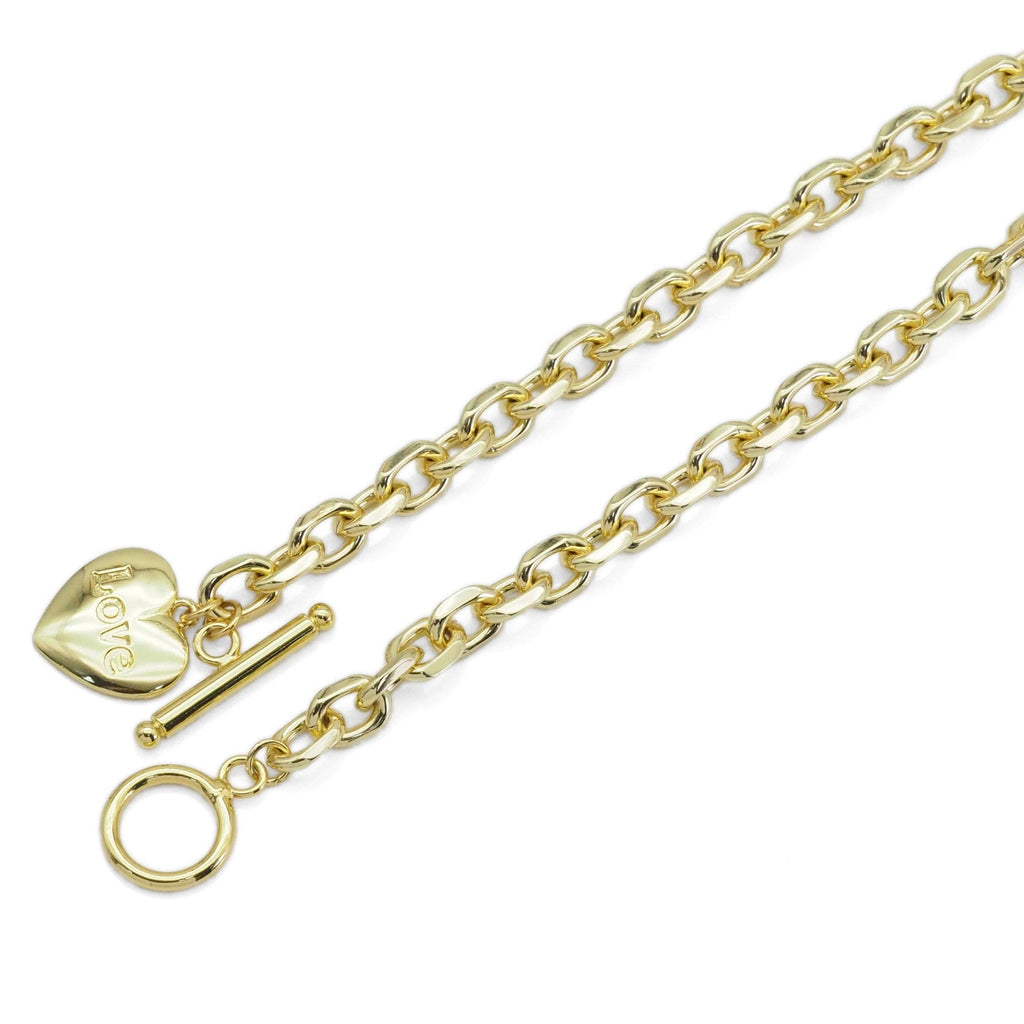 Thick Square Link Chain Love Heart Pendant Necklace, sku#EF489