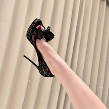 Load image into Gallery viewer, Women's Mesh Lace Embroidered Platform Sandals with Bowknot Detail