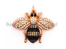 Load image into Gallery viewer, Bumble BEE Charm, CZ Micro Pave Inspired Insect Charm, Cubic Zirconia Pave Pendant,Gold/Rose Gold/Silver/Black, 22x28mm,SKU#F436