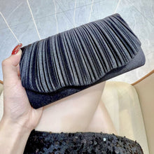 Load image into Gallery viewer, Elegant Satin Pleated Evening Clutch Bag - Cheongsam Style Formal Handbag with Hasp Lock