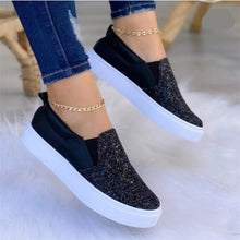 Load image into Gallery viewer, Women's Sequin Platform Slip-On Flats | Sparkle Round Toe Shoes