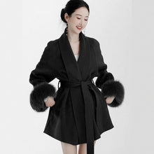 Load image into Gallery viewer, Women's Black Fox Fur Double-faced Cashmere Elegant Short Coat