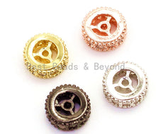 Load image into Gallery viewer, CZ Micro Pave Spacer Beads, Cubic Zirconia Wheel Round Spacer Beads, 6x3mm, 8x3mm, sku#G80
