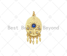 Load image into Gallery viewer, Gold Filled Cobalt CZ Micro Pave North Star On Oval Shape Pendant, 18K Gold Filled Medallion Charm, Necklace Bracelet Charm,16x26mm,Sku#L568