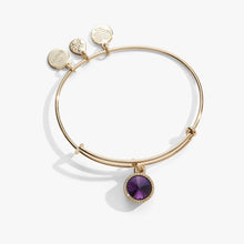 Load image into Gallery viewer, February Birthstone Charm Bangle, Amethyst
