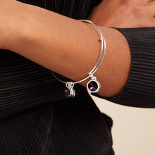 Load image into Gallery viewer, February Birthstone Charm Bangle, Amethyst
