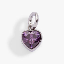 Load image into Gallery viewer, February 'Clarity' Heart Birthstone Charm