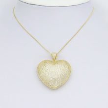 Load image into Gallery viewer, Gold Silver Clear CZ Large Puffy Heart Charm Pendant, Sku#LX663