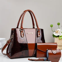 Load image into Gallery viewer, Women's Snakeskin Pattern Tote Handbag Set - 3-Piece Crossbody Shoulder Bag with Wallet