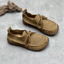 Load image into Gallery viewer, Women's Retro Leather Lace-Up Flats - Genuine Cowhide Casual Shoes