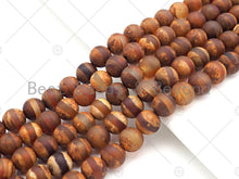 Load image into Gallery viewer, Natural Tibetan Brown Agate with One Line Beads, Dzi Agate Beads, 8mm/10mm Tibetan Round Smooth Agate,15.5" Full Strand, Sku#U1103
