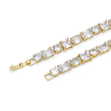 Load image into Gallery viewer, Gold Silver CZ Square Oval Link Statement Necklace, Sku#A121