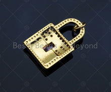 Load image into Gallery viewer, Lock Shape pink Pendant/Charm, Pink Mother-of-pearl Lock Pendant, Sku#LK73