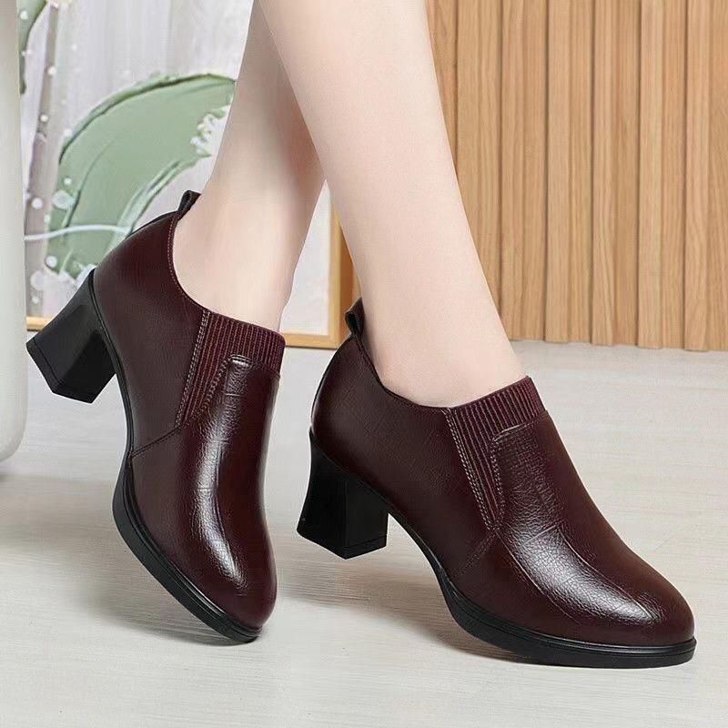 Women's Open-Toe Woven Stiletto Heels – Microfiber Leather Low Heel Shoes