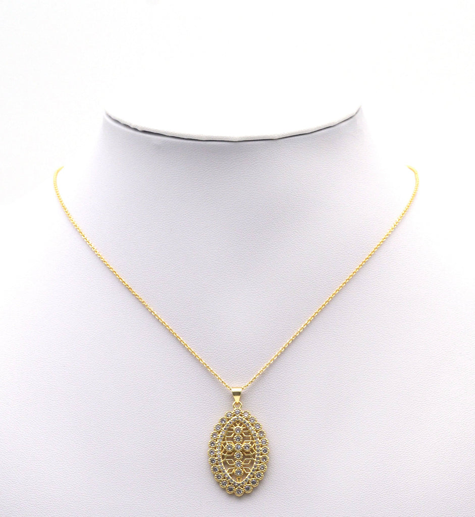 Diamond Cross Oval Charm, Sku#LX178