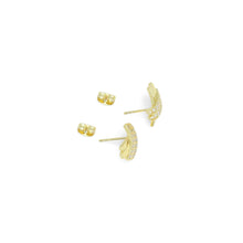 Load image into Gallery viewer, Gold Silver Clear CZ X Crossover Shape Stud Earrings, Sku#A369