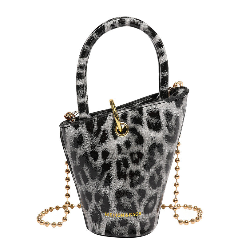 Leopard Print Mini Crossbody Bag - Trendy Bucket Style Shoulder Bag for Women