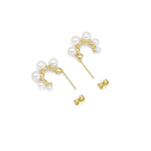 Load image into Gallery viewer, Gold White Pearl Arc-Shaped Stud Earrings, Sku#LD457