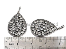 Load image into Gallery viewer, CZ Micro Pave Teardrop Pendant, Antique Silver Tone, Cubic Zirconia Pave Big Teardrop Charm Pendant, 36x55mm,sku#F1007