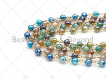 Load image into Gallery viewer, Mystic Agate Brown/Blue/Grey Rosary Chain, 6mm Agate Beaded