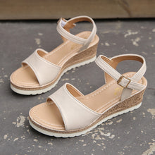 Load image into Gallery viewer, Women's Ankle Buckle Wedge Sandals | PU Fish-Mouth Platform Shoes