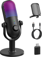 Load image into Gallery viewer, USB Microphone for PC Gaming: Condenser Microphone with RGB