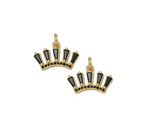 Load image into Gallery viewer, Gold Black CZ Crown Charm, Sku#LK663