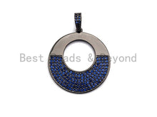Load image into Gallery viewer, Colored CZ Micro Pave Round Hollow out Pendant, Fuchsia/Black/Cobalt CZ Pave pendant, Frame Shape Pendant, 30x40mm, sku#X101