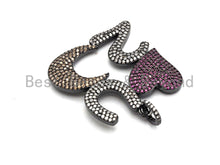 Load image into Gallery viewer, CZ Fuchsia Micro Pave LOVE U To the moon Pendant, CZ Pave love Pendant,Gold/Rose Gold/Silver/Gunmetal, Love Charm, 34x35mm,Sku#F779