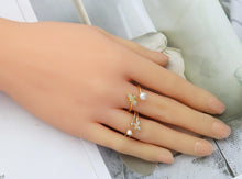 Load image into Gallery viewer, CZ Pave Butterfly Bee Pearl Ring, Sku#LD307