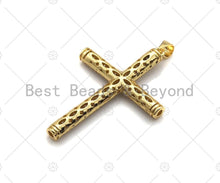 Load image into Gallery viewer, Large CZ Micro Pave Gold Cross Shape Pendant, Sku# LK142