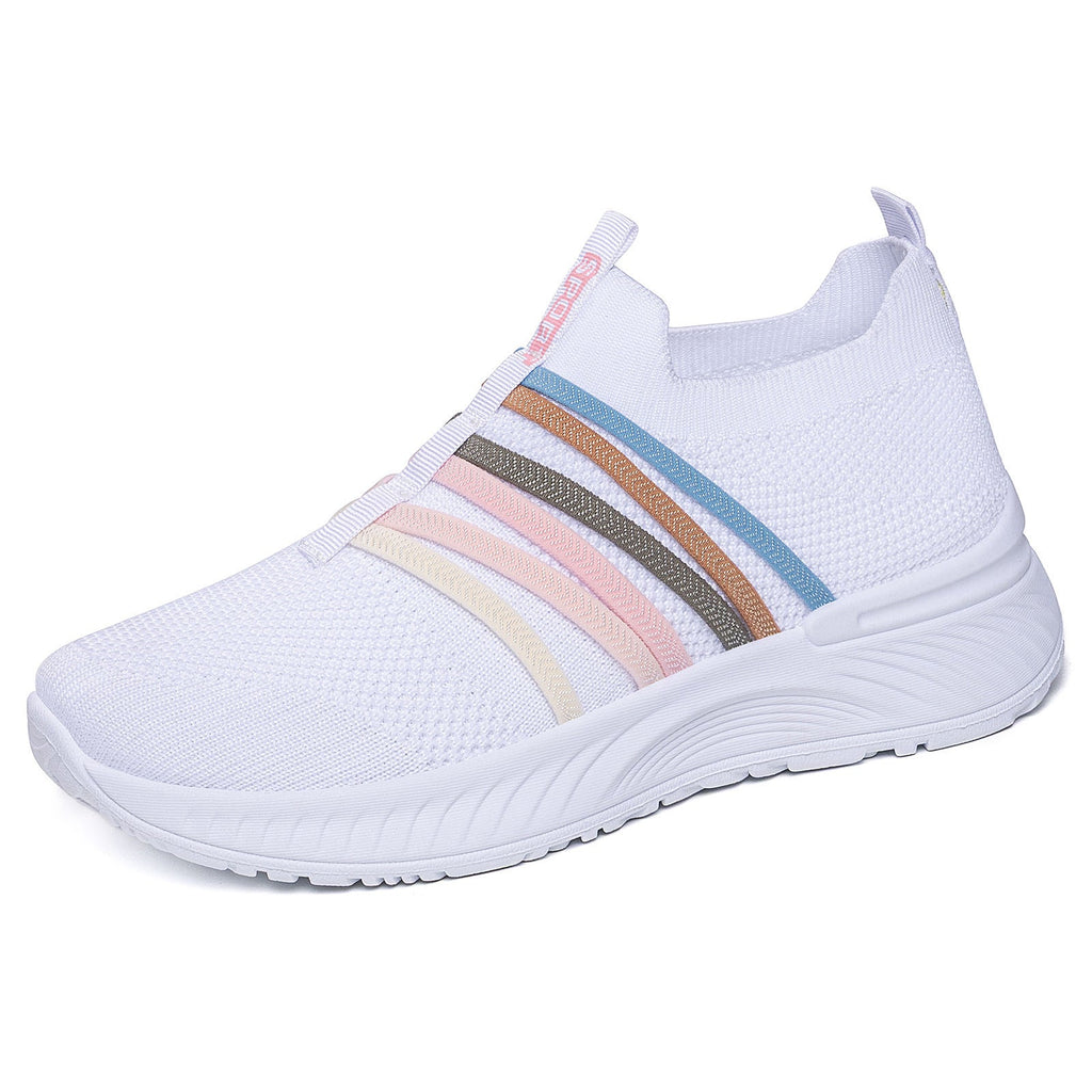 Women's Breathable Flyknit Slip-On Casual Shoes | Lightweight Mesh Striped Sneakers | Sarah Express