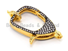 Load image into Gallery viewer, CZ Dual Color Clear Micro Pave Square Lobster Claw Clasp, Cubic Zirconia Pave Clasp/Connector/Link, 17x31mm, sku#H96