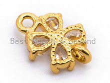 Load image into Gallery viewer, Clear CZ Micro Pave Four Leaf Flower Connector, SKU#A67