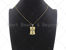 Load image into Gallery viewer, CZ Micro Pave Dual Color Cross On Shield Pendant, Sku#L281