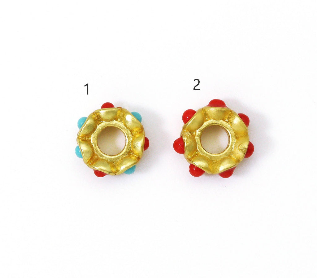 Gold Enamel Doughnut Spacer Beads, Sku#LX69c