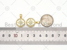 Load image into Gallery viewer, CZ Micro Pave Star On Round Coin Shape Pendant, 18K Gold Filled Charm,Necklace Bracelet Charm Pendant,15x17mm,Sku#LK427
